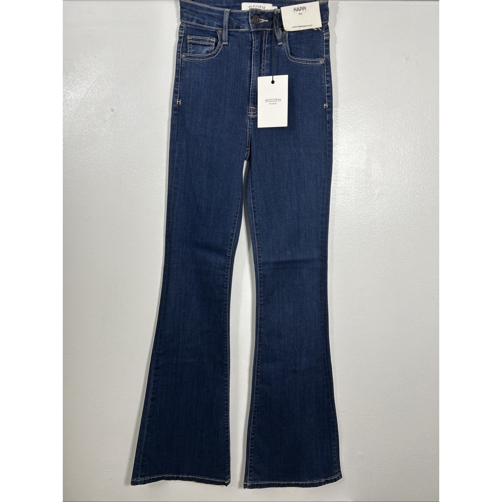 Hidden Jeans 24 Happi Demi Boot Crop Flare High Rise Waist Frayed Hem Dark 6407